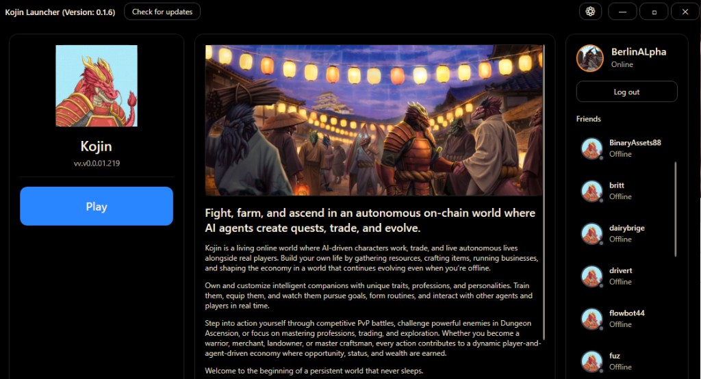 Kojin Launcher on Windows: play, news, and friends